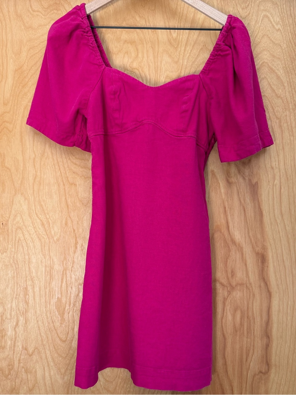 Small bright pink linen blend summer dress